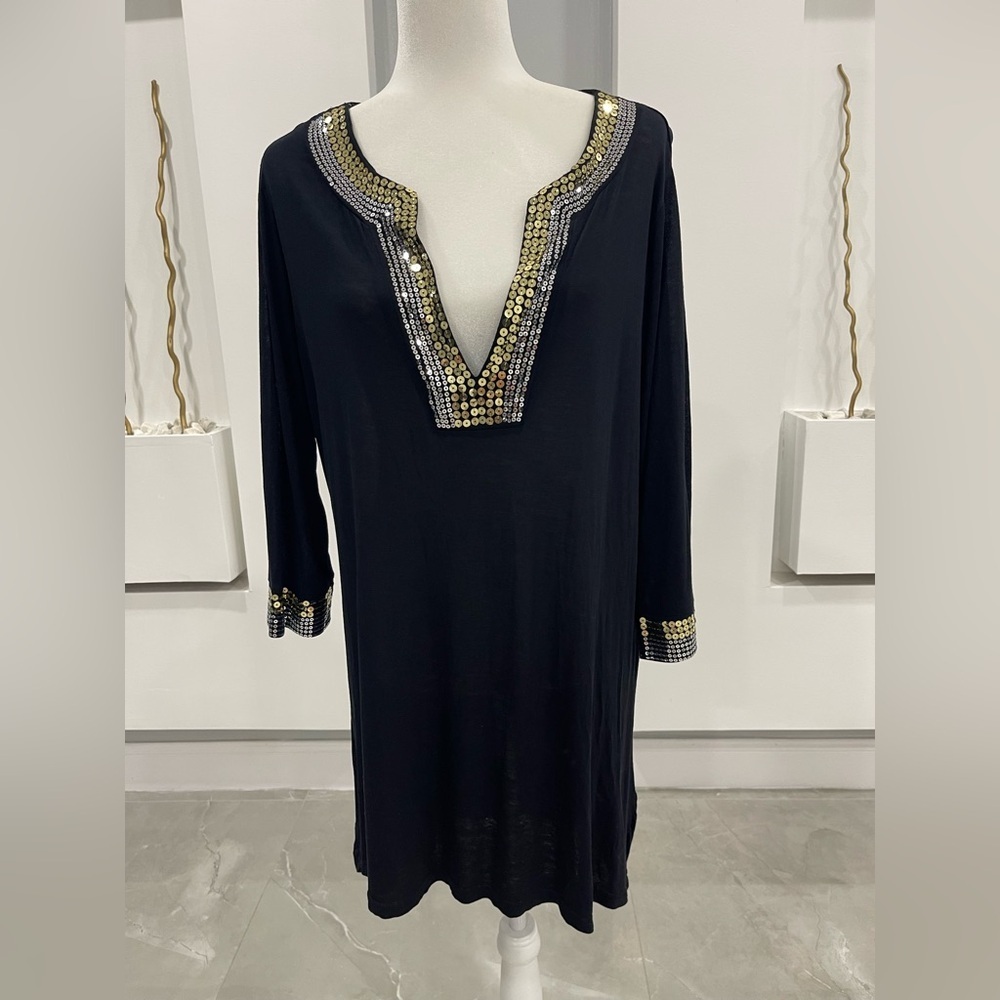 VENUS Black Tunic with Gold and Silver Details